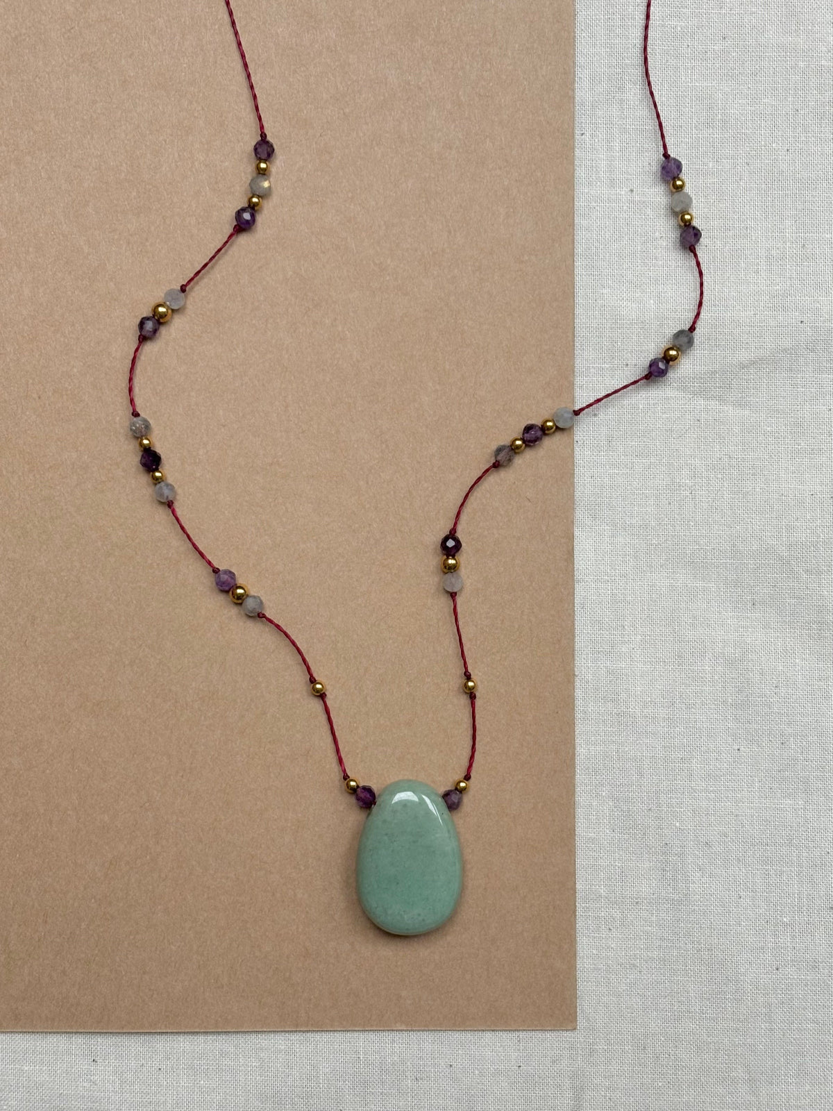 Collier LUMA Aventurine Verte - Améthyste & Labradorite