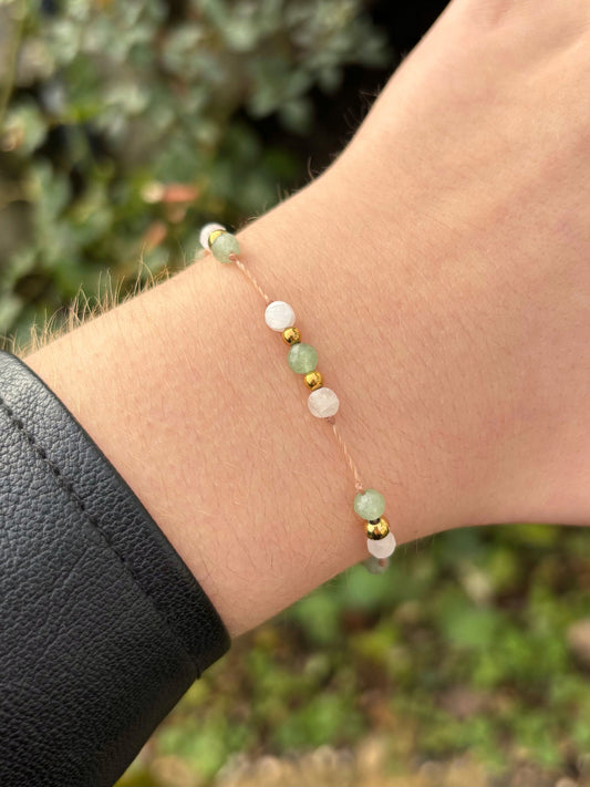 Bracelet JUVIA - Quartz Rose & Aventurine Verte