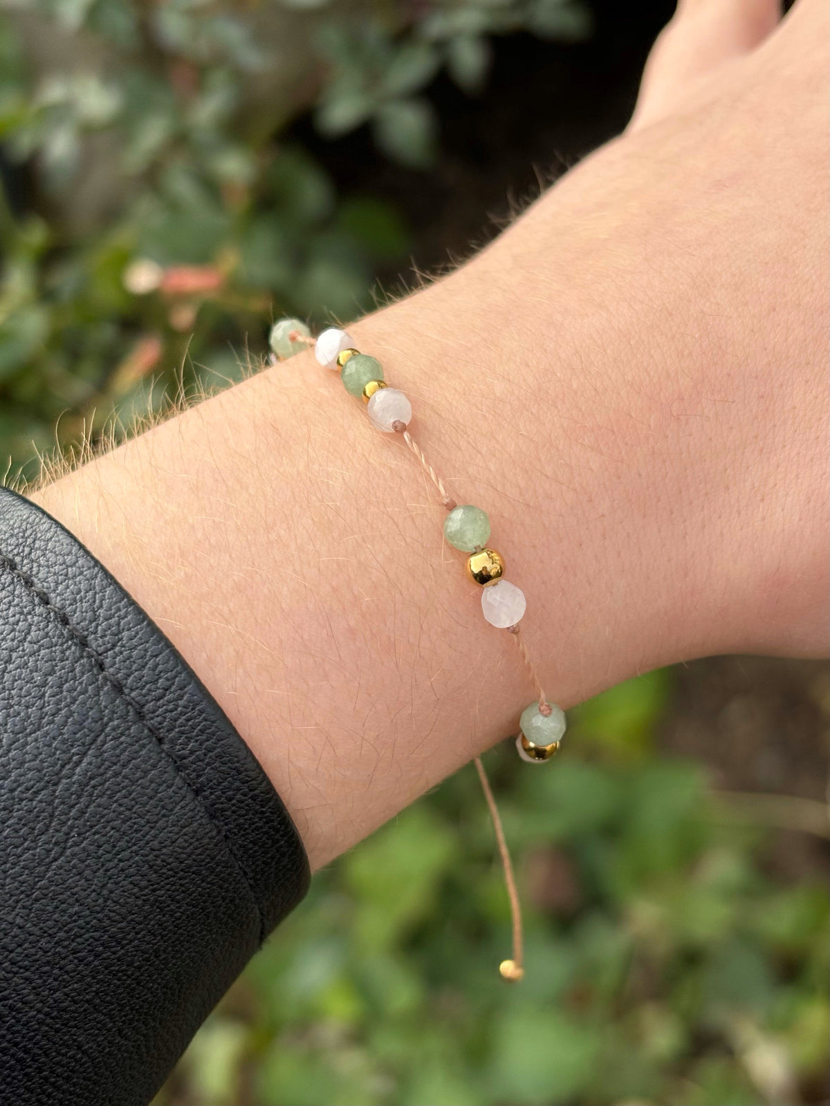Bracelet JUVIA - Quartz Rose & Aventurine Verte