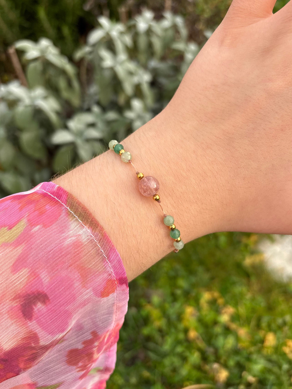 Bracelet AVA Quartz Fraise - Aventurine Verte