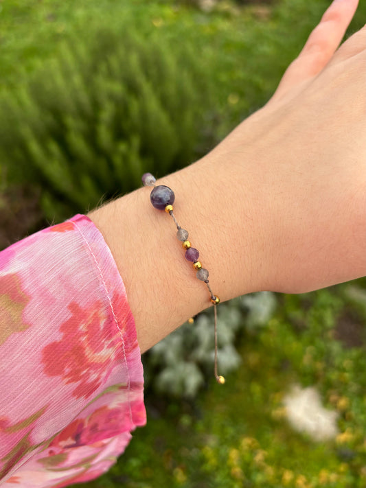 Bracelet AVA Fluorine - Labradorite & Améthyste