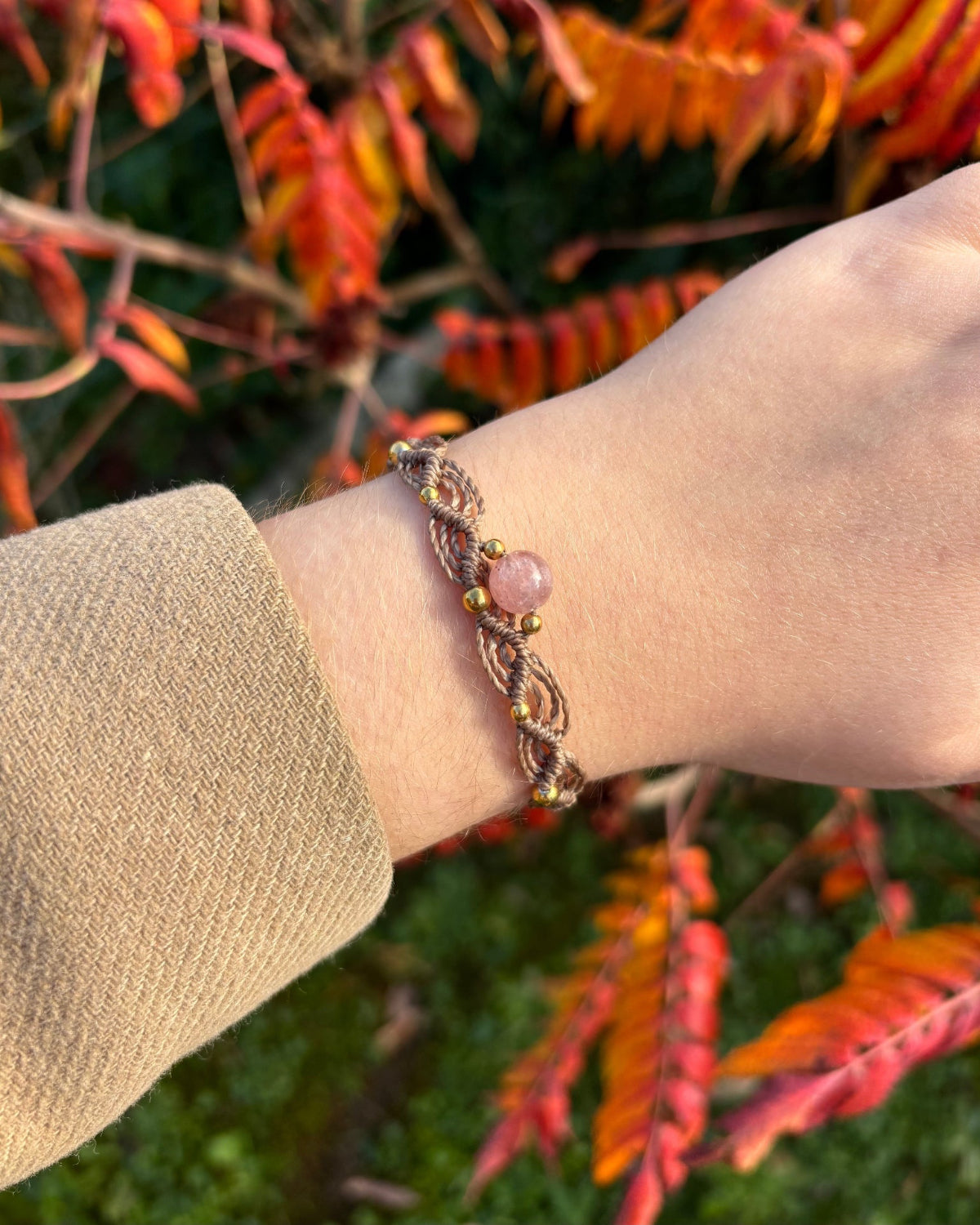 Bracelet NOVA Cèdre - Quartz Fraise