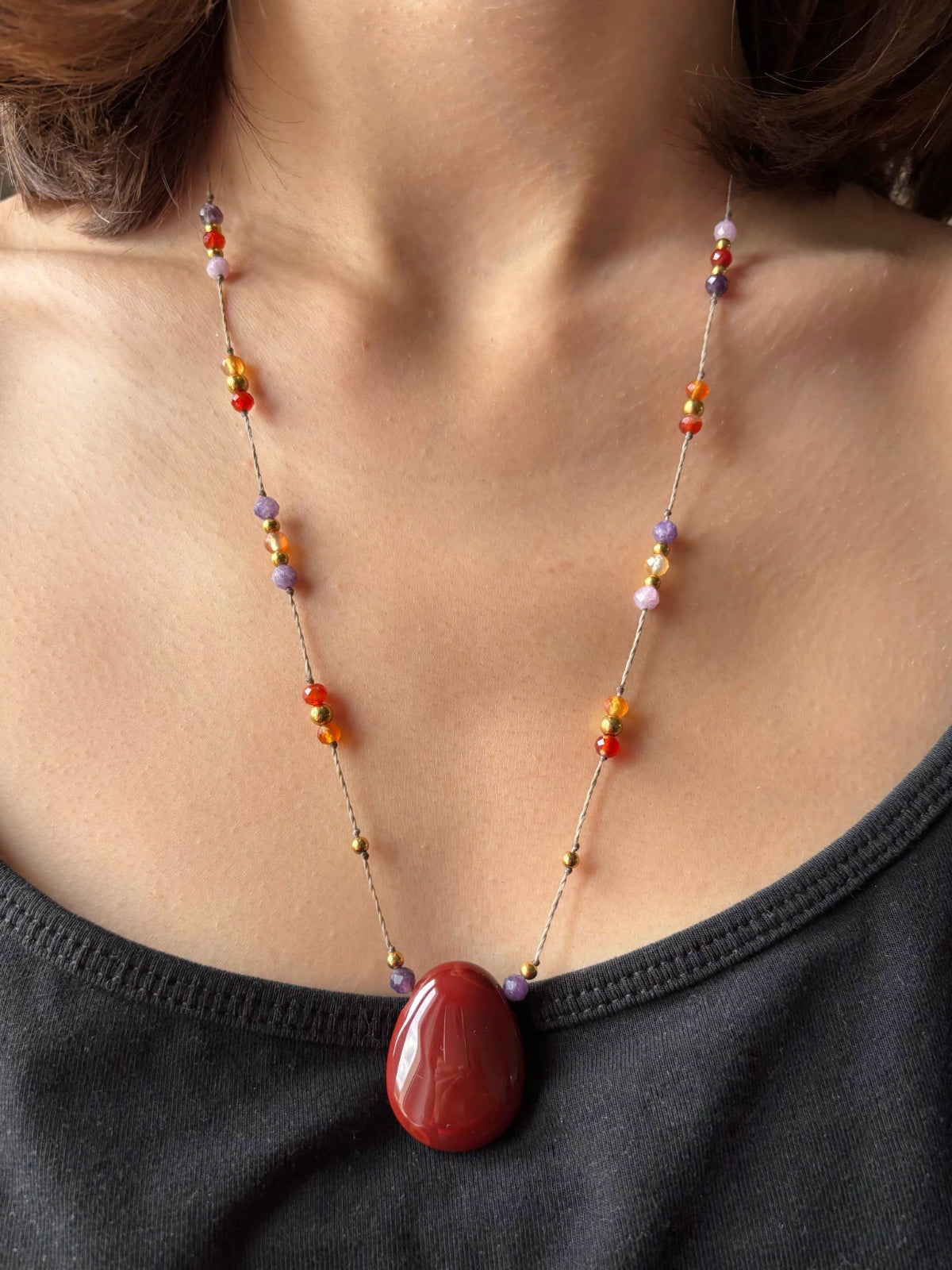 Collier LUMA Cornaline - Lépidolite