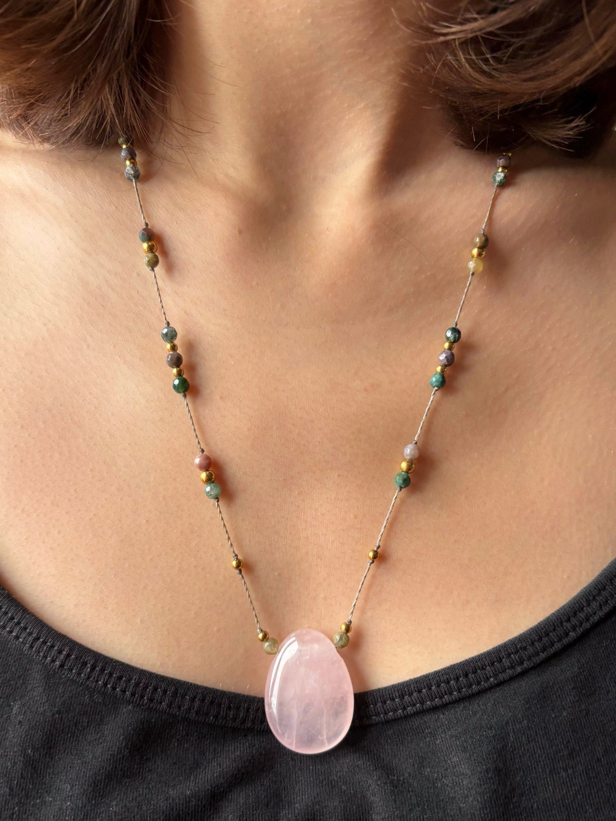 Collier LUMA Quartz Rose - Agate Indienne