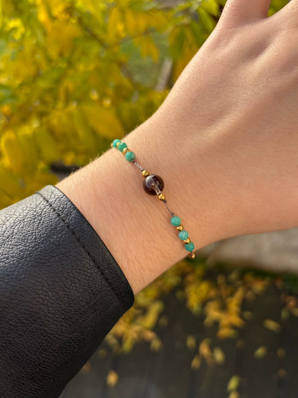 Bracelet AVA Cristal de roche fumé - Amazonite