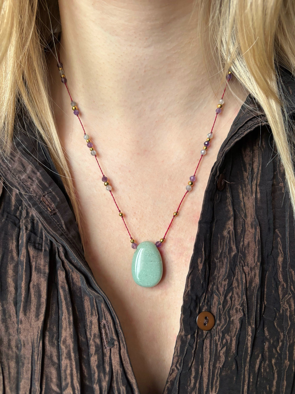 Collier LUMA Aventurine Verte - Améthyste & Labradorite