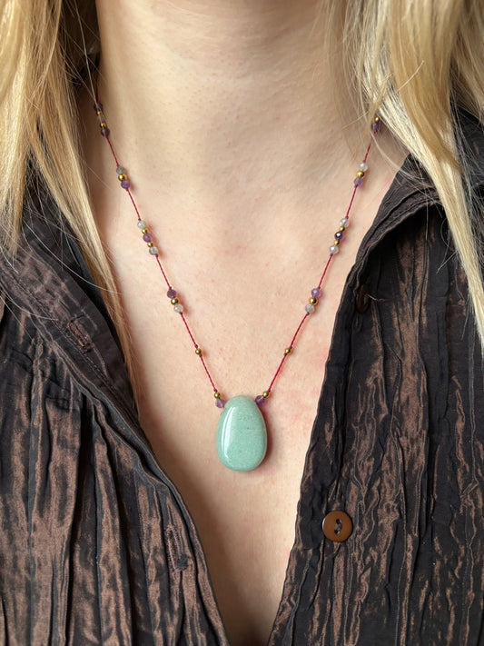 Collier LUMA Aventurine Verte - Améthyste & Labradorite