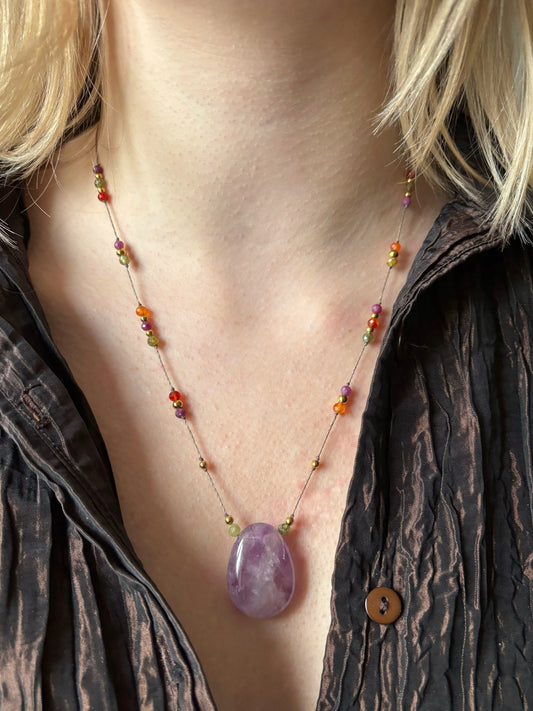 Collier LUMA Améthyste - Rubis, Grenat Vert & Cornaline